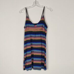 Xhilaration Women's Sleep Dress Size L Striped Gray Blue Multicolor Comfy Night